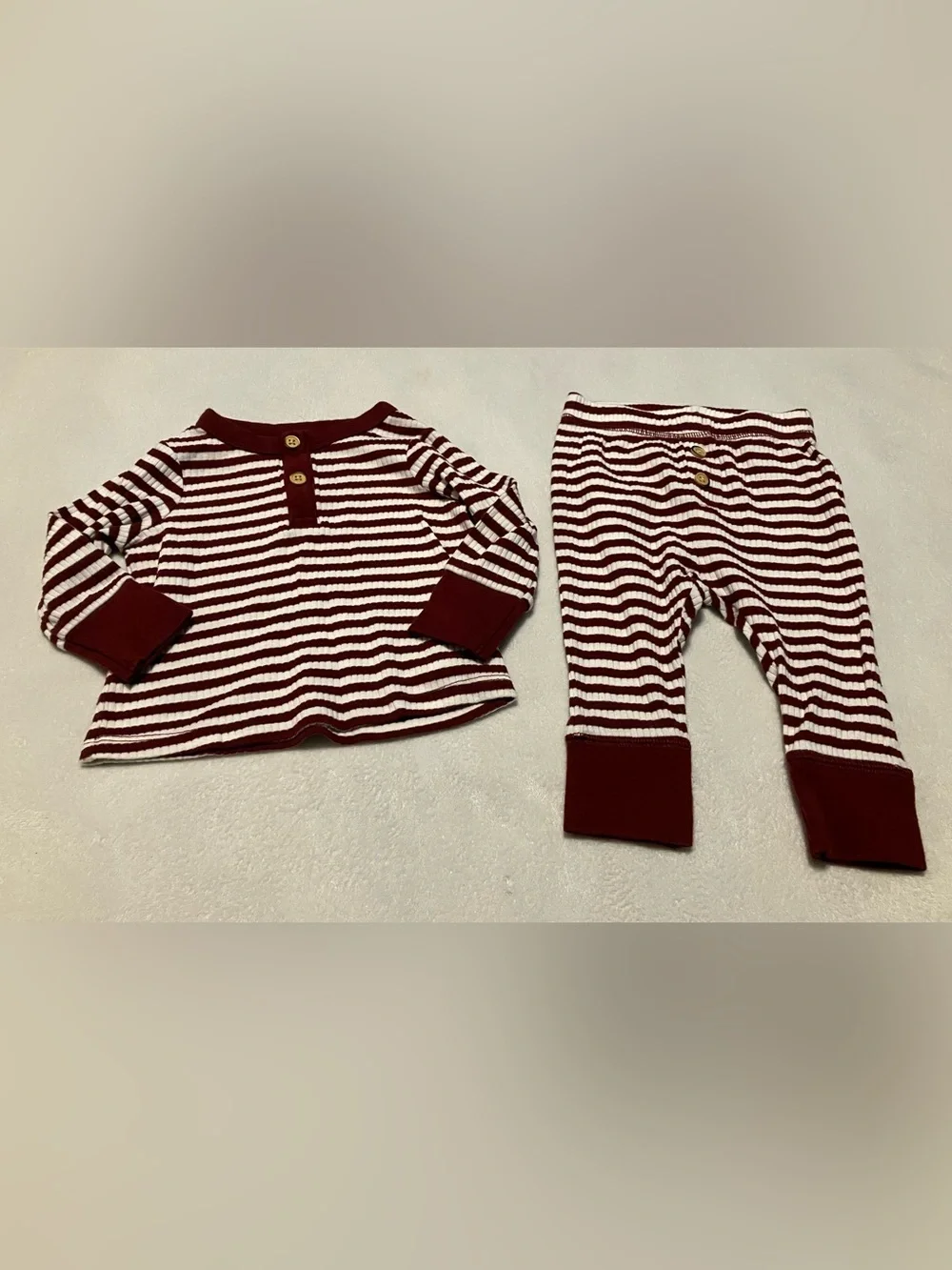 Cat & Jack Maroon and White Stripe Cotton Set
